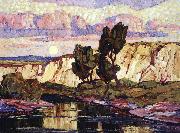 Sven Birger Sandzen Creek at Moonrise oil on canvas